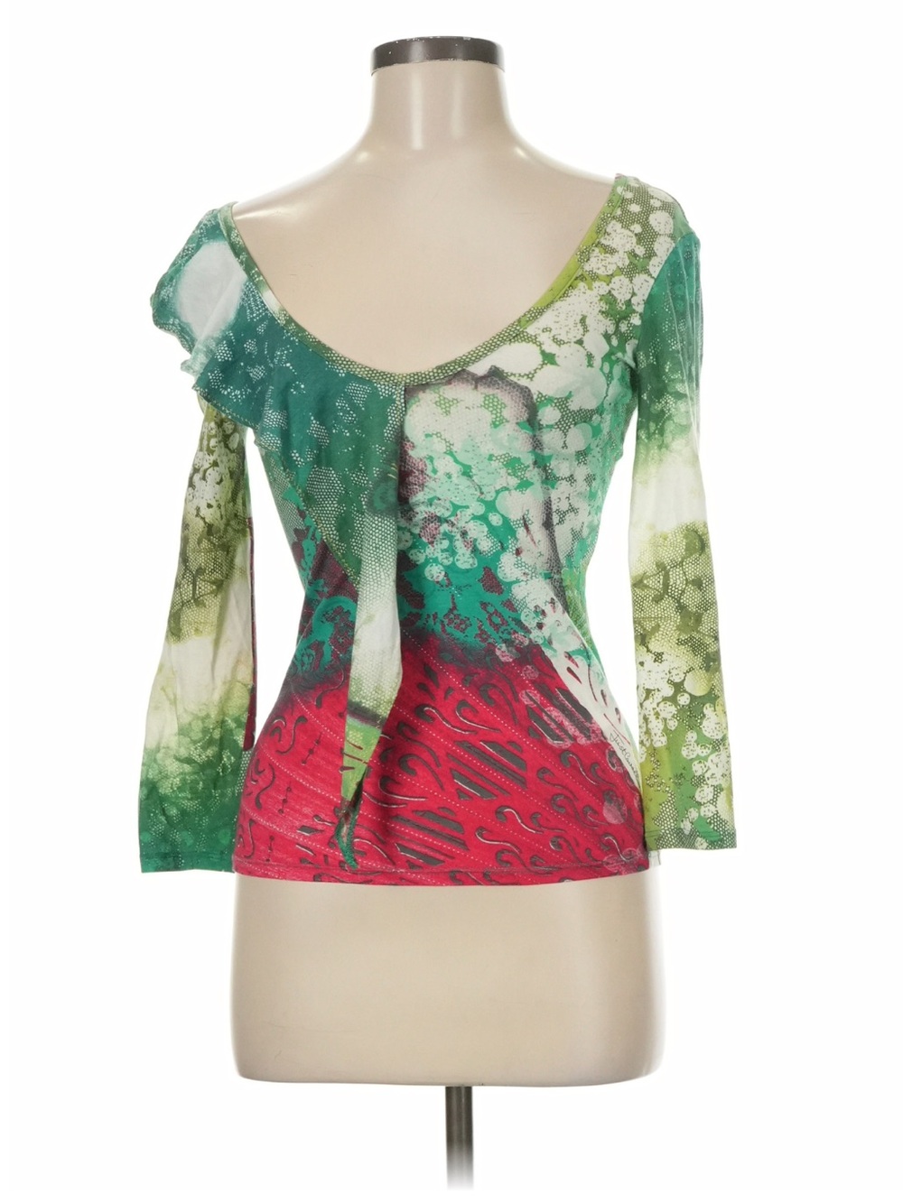 Vintage Just Cavalli Top Floral Flowy Lace Abstract Print